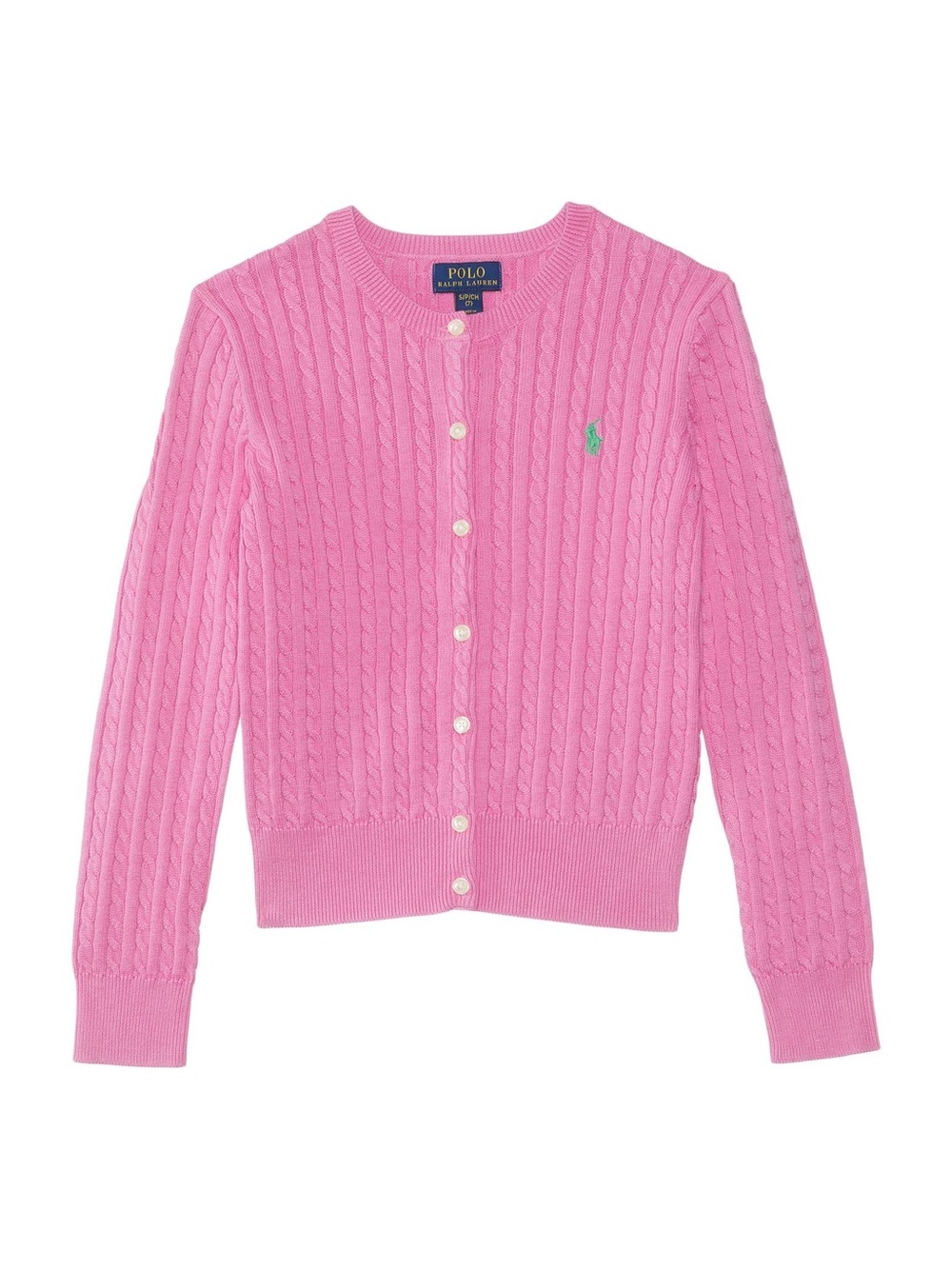 Polo by Ralph Lauren Pink Cable-Knit Button Cardigan Sweater